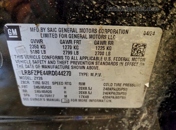 LRBFZPE44RD044270 2024 BUICK ENVISION Black VIN კოდის სტიკერის ხედი