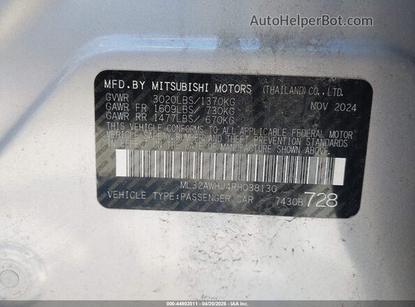 ML32AWHJ4RH038130 2024 MITSUBISHI MIRAGE Silver Շարժիչի բաժամունքի տեսք