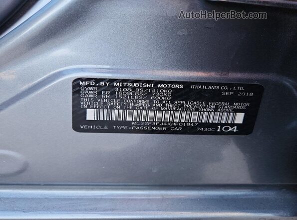 ML32F3FJ4KHF01847 2019 MITSUBISHI MIRAGE Серый Вид подкапотного пространства