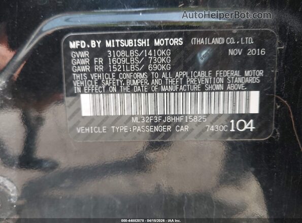 ML32F3FJ8HHF15825 2017 MITSUBISHI MIRAGE G4 Черный Вид подкапотного пространства