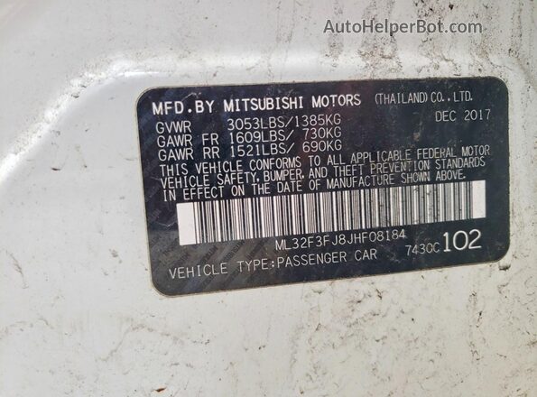 ML32F3FJ8JHF08184 2018 MITSUBISHI MIRAGE Белый Вид подкапотного пространства