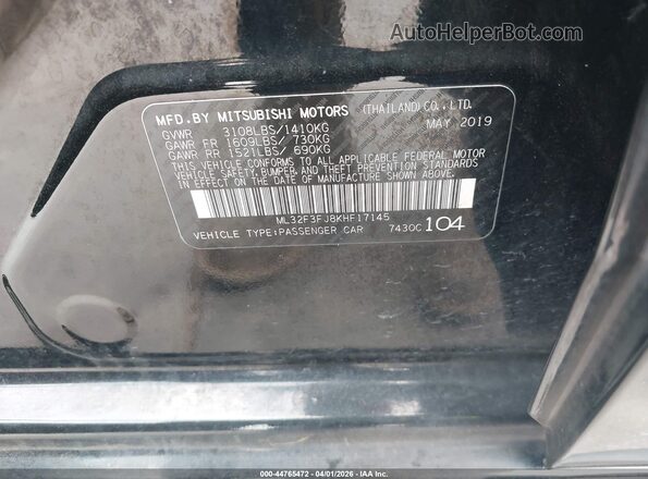 ML32F3FJ8KHF17145 2019 MITSUBISHI MIRAGE G4 Черный Вид подкапотного пространства