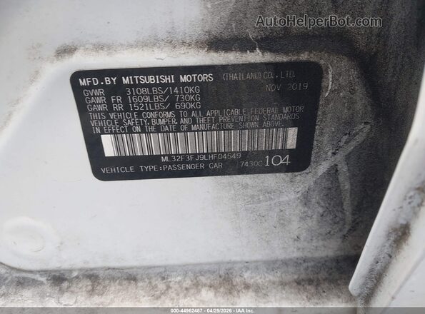 ML32F3FJ9LHF04549 2020 MITSUBISHI MIRAGE G4 White Engine compartment view