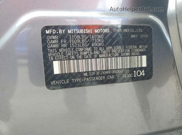 ML32F3FJXHHF06060 2017 MITSUBISHI MIRAGE Серебряный Вид подкапотного пространства