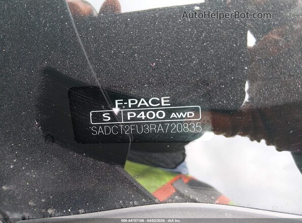 SADCT2FU3RA720835 2024 JAGUAR F-PACE Gray Engine compartment view