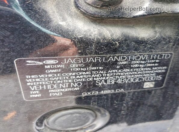 SAJBF4BV3GCY03015 2016 JAGUAR XF Черный Вид подкапотного пространства