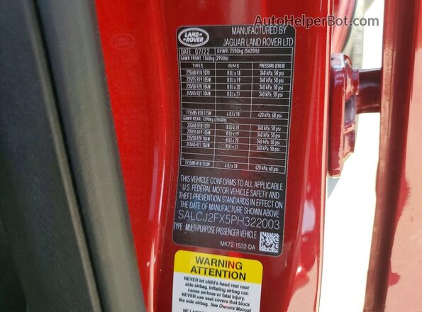 SALCJ2FX5PH322003 2023 LAND ROVER DISCOVERY Red Սալոնի 360 աստիճան տեսք