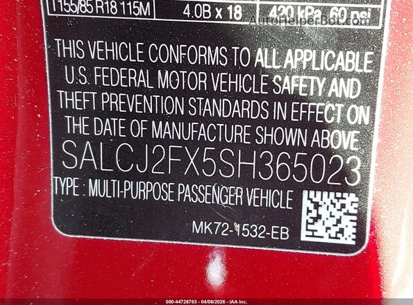 SALCJ2FX5SH365023 2025 LAND ROVER DISCOVERY SPORT Burgundy Vista del compartimento del motor