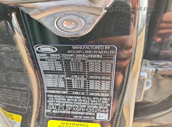 SALCL2FX6RH352544 2024 LAND ROVER DISCOVERY Black სალონის 360-გრადუსიანი ხედი