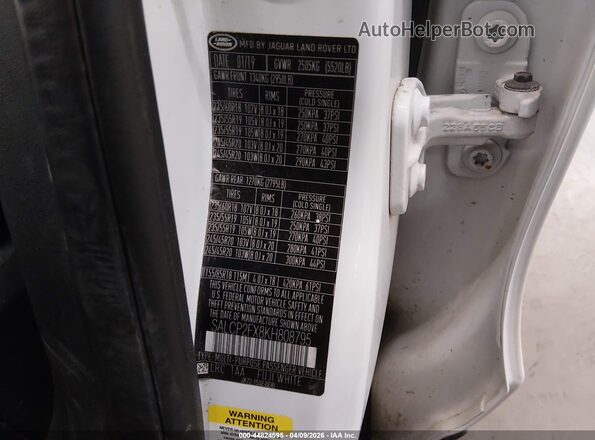 SALCP2FX8KH808795 2019 LAND ROVER DISCOVERY SPORT White Widok komory silnika