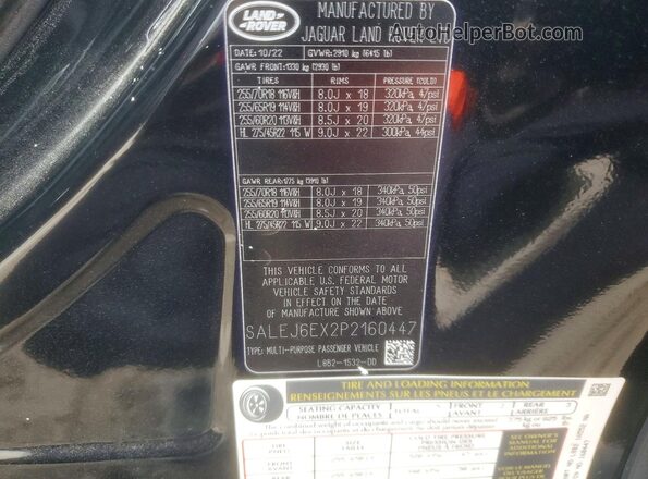 SALEJ6EX2P2160447 2023 LAND ROVER DEFENDER Black VIN կոդի պիտակի տեսք