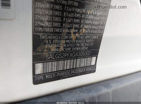 SALGS2PFXGA305002 2016 LAND ROVER RANGE ROVER White Engine compartment view