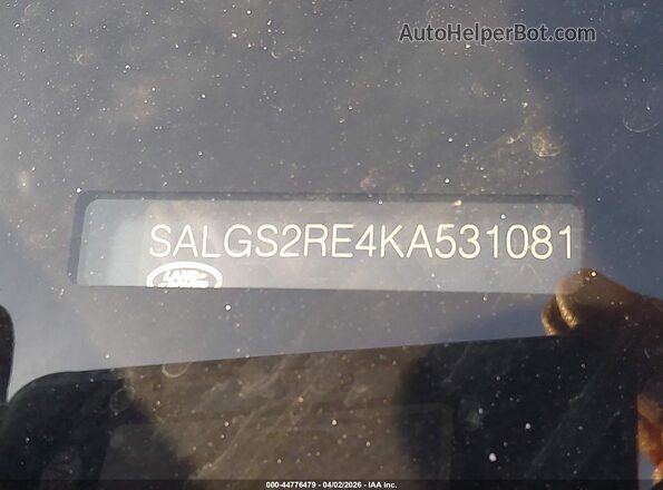 SALGS2RE4KA531081 2019 LAND ROVER RANGE ROVER White Engine compartment view