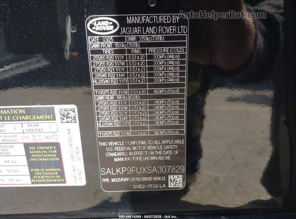 SALKP9FUXSA307829 2025 LAND ROVER RANGE ROVER Black Շարժիչի բաժամունքի տեսք