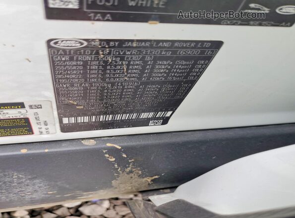 SALRT2RV2K2400344 2019 LAND ROVER DISCOVERY White VIN sticker view