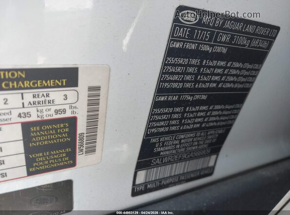 SALWR2EF9GA566809 2016 LAND ROVER RANGE ROVER SPORT White Vista del compartimento del motor