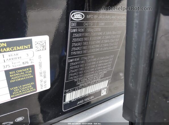 SALWR2RU8KA865631 2019 LAND ROVER RANGE ROVER SPORT Black Widok komory silnika