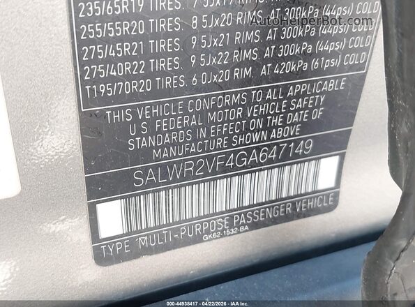 SALWR2VF4GA647149 2016 LAND ROVER RANGE ROVER SPORT Gold Вид підкапотного простору