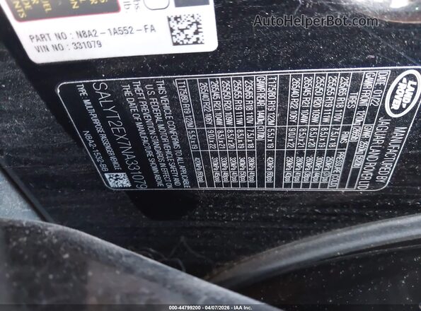 SALYT2EX7NA331079 2022 LAND ROVER RANGE ROVER VELAR Черный Вид подкапотного пространства