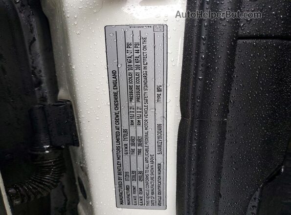 SJAAM2ZV1KC024006 2019 BENTLEY BENTAYGA Белый Вид наклейки с VIN-кодом