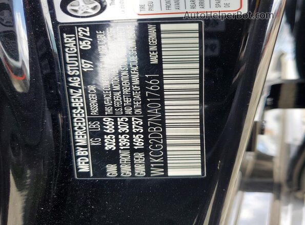 W1KCG2DB7NA017661 2022 MERCEDES-BENZ EQS Black Widok naklejki z numerem VIN