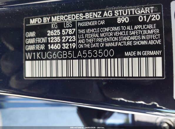 W1KUG6GB5LA553500 2020 MERCEDES-BENZ S-CLASS Синий Вид подкапотного пространства