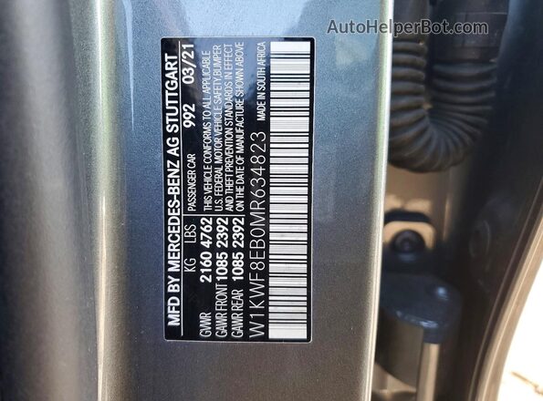 W1KWF8EB0MR634823 2021 MERCEDES-BENZ C Серый Вид подкапотного пространства