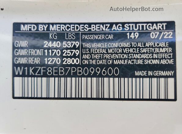 W1KZF8EB7PB099600 2023 MERCEDES-BENZ E White Вид підкапотного простору