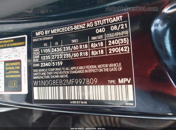 W1N0G8EB2MF997809 2021 MERCEDES-BENZ GLC 300 Черный Вид подкапотного пространства