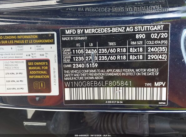 W1N0G8EB6LF805841 2020 MERCEDES-BENZ GLC 300 Blue Vista del compartimento del motor