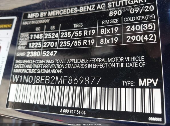 W1N0J8EB2MF869877 2021 MERCEDES-BENZ GLC 300 Dark Blue Вид подкапотного пространства