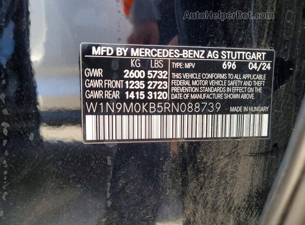 W1N9M0KB5RN088739 2024 MERCEDES-BENZ EQB Черный Вид наклейки с VIN-кодом