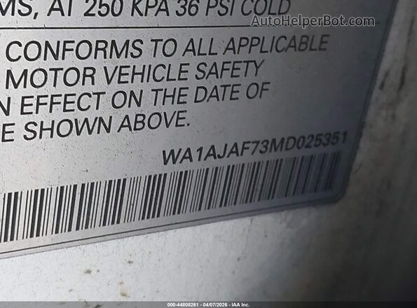 WA1AJAF73MD025351 2021 AUDI Q7 White Вид підкапотного простору