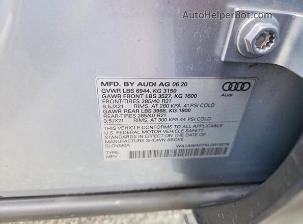 WA1AWAF7XLD013276 2020 AUDI SQ7 Silver Widok komory silnika