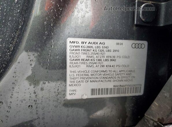 WA1B4AFYXS2007779 2025 AUDI SQ5 Серый Вид подкапотного пространства