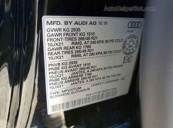 WA1CVAF19KD013064 2019 AUDI Q8 Black Widok wnętrza 360 stopni