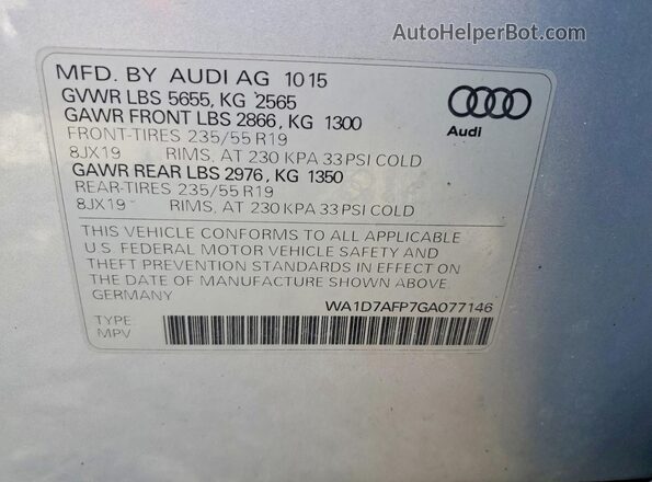 WA1D7AFP7GA077146 2016 AUDI Q5 Silver Widok wnętrza 360 stopni
