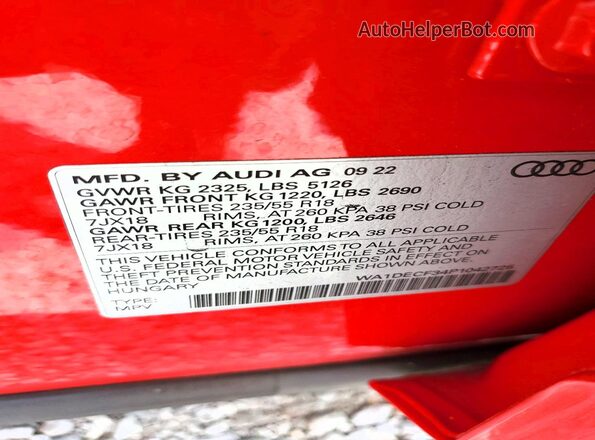 WA1DECF34P1042725 2023 AUDI Q3 Red Widok wnętrza 360 stopni