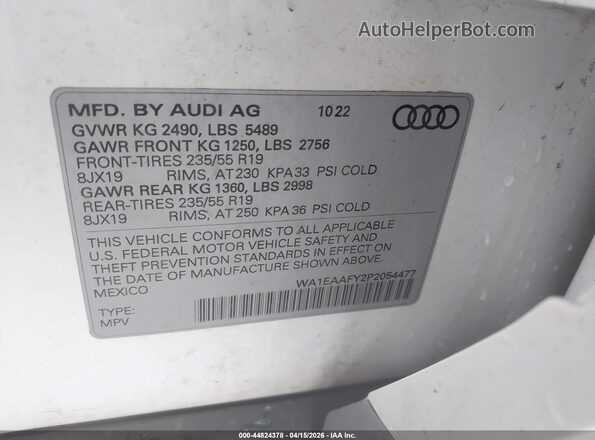 WA1EAAFY2P2054477 2023 AUDI Q5 Белый Вид подкапотного пространства