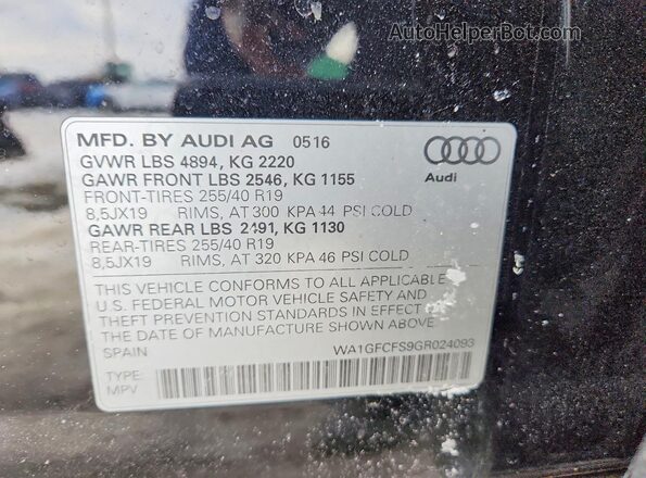 WA1GFCFS9GR024093 2016 AUDI Q3 Black Vista de la etiqueta del VIN