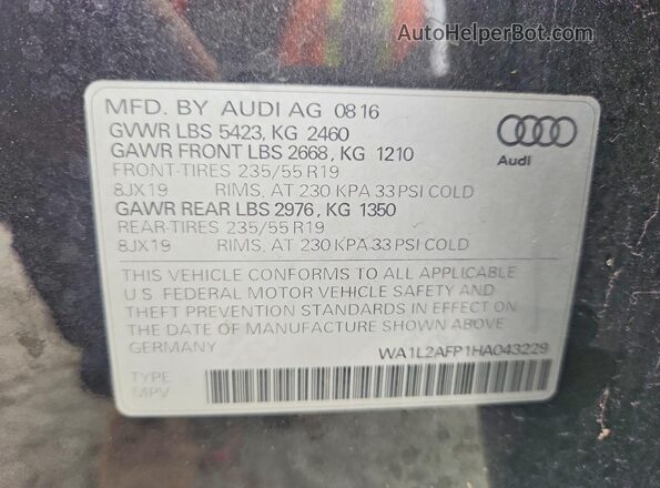 WA1L2AFP1HA043229 2017 AUDI Q5 Black ძრავის განყოფილების ხედი
