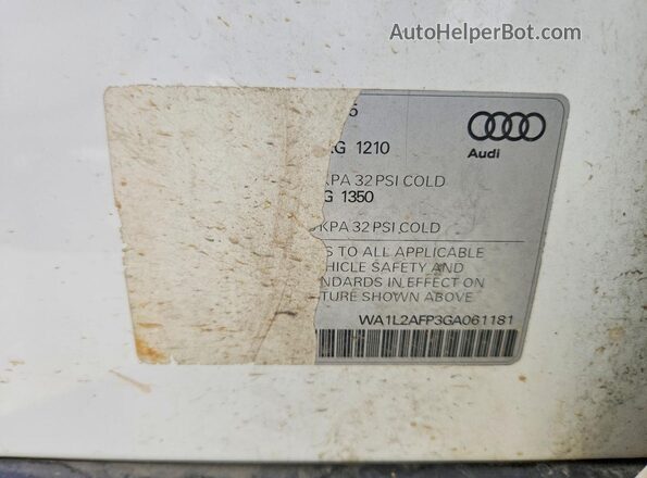 WA1L2AFP3GA061181 2016 AUDI Q5 White Вид наклейки з VIN-кодом