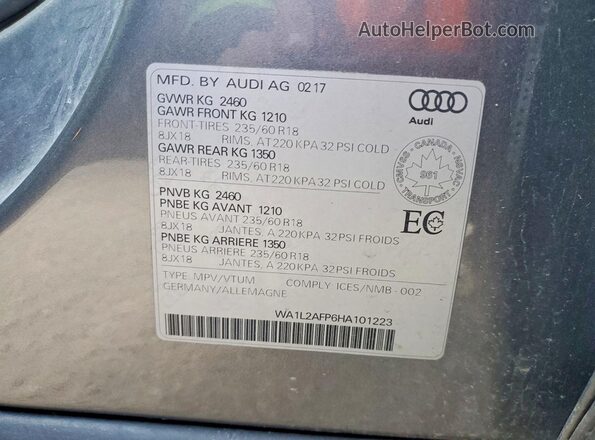 WA1L2AFP6HA101223 2017 AUDI Q5 Gray Սալոնի 360 աստիճան տեսք
