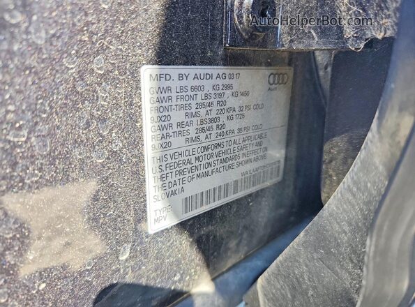 WA1LAAF73HD051978 2017 AUDI Q7 Черный Вид наклейки с VIN-кодом