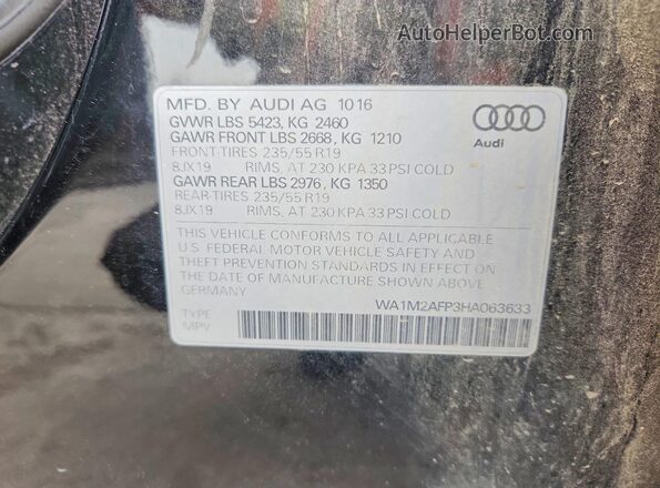 WA1M2AFP3HA063633 2017 AUDI Q5 Black VIN կոդի պիտակի տեսք