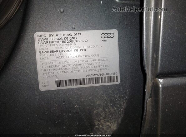 WA1M2AFP6HA096450 2017 AUDI Q5 Серый Вид подкапотного пространства