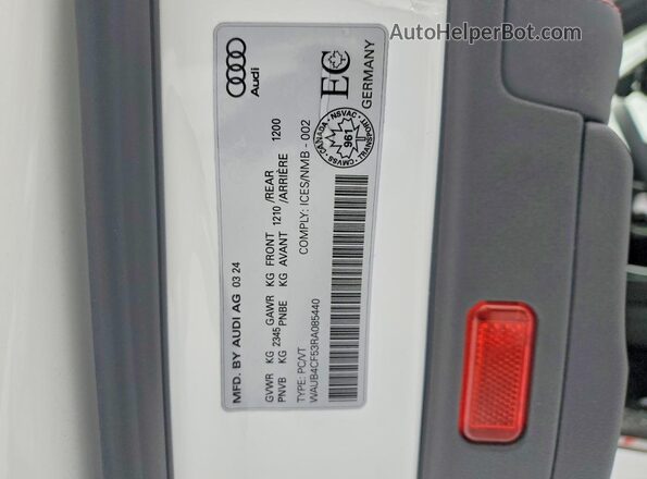 WAUB4CF53RA085440 2024 AUDI S5 Белый Вид наклейки с VIN-кодом
