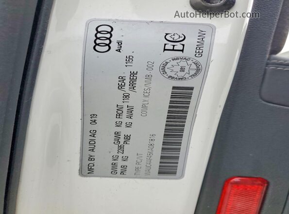 WAUC4AF45KA081816 2019 AUDI S4 Белый Вид подкапотного пространства