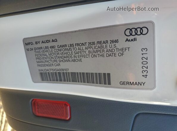 WAUDACF5XSA009107 2025 AUDI OTHER Белый Вид подкапотного пространства