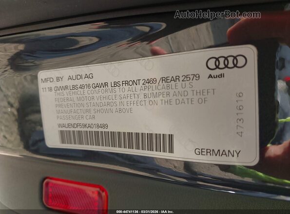 WAUENDF59KA018489 2019 AUDI OTHER Gray Engine compartment view
